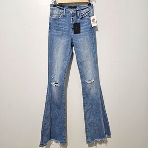 NWT - Buckle Flying Monkey - Jeans Flare Wide Leg Distressed - Size 24 - Blue
